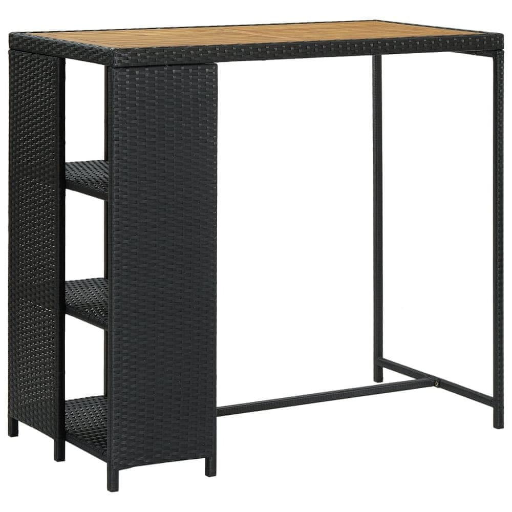 Petromila vidaXL Barový stolík s úložným regálom čierny 120x60x110 cm polyratan